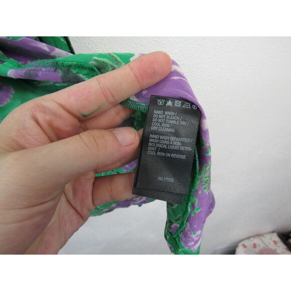 Patricia Field Green Purple Floral  Swing Jacket Robe Topper SATC Silk Cotton - Picture 5 of 10